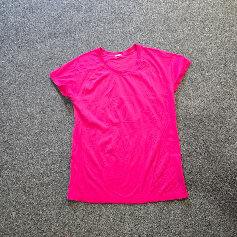 Athleta Top Womens Size Large Pink Crew Neck Short Sleeve Performance Workout